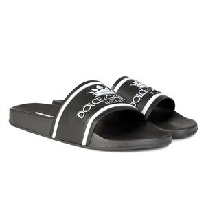 Dolce & Gabbana Black and White Slide Sandals 40